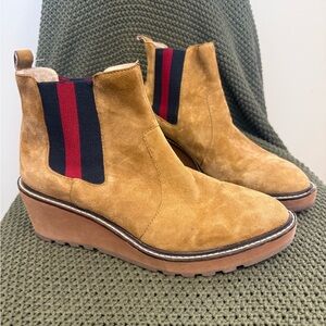 CECELIA NEW YORK Tan Suede Gemma Wedge Boots